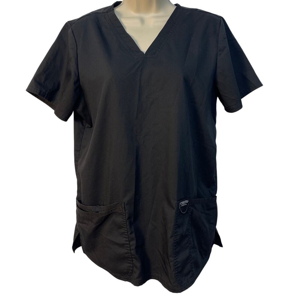 Cherokee Workwear‎ Black V-neck Short Sleeve Scrub Top Medium